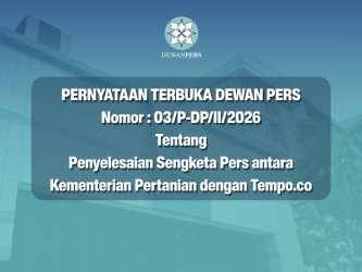 Pernyataan Dewan Pers Tentang Penyelesaian Sengketa Pers antara Kementerian Pertanian dengan Tempo.co